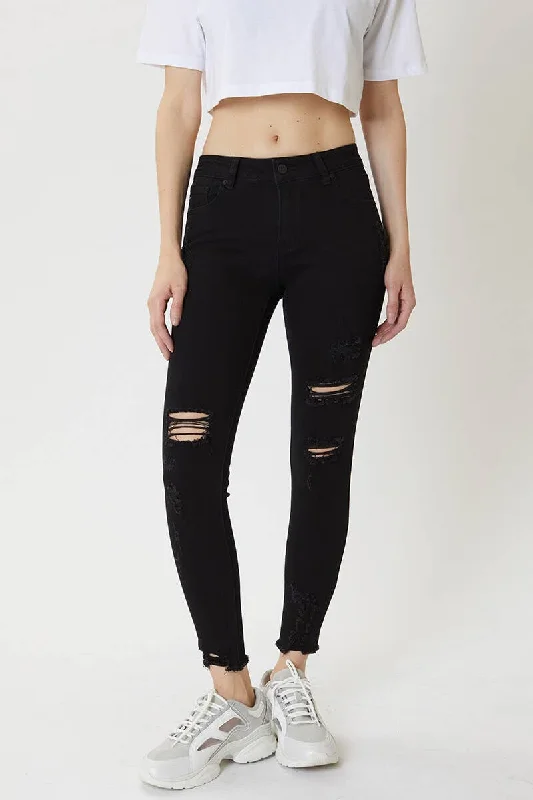 Lowest Price KanCan Distressed Black Skinnies The "Daria"
