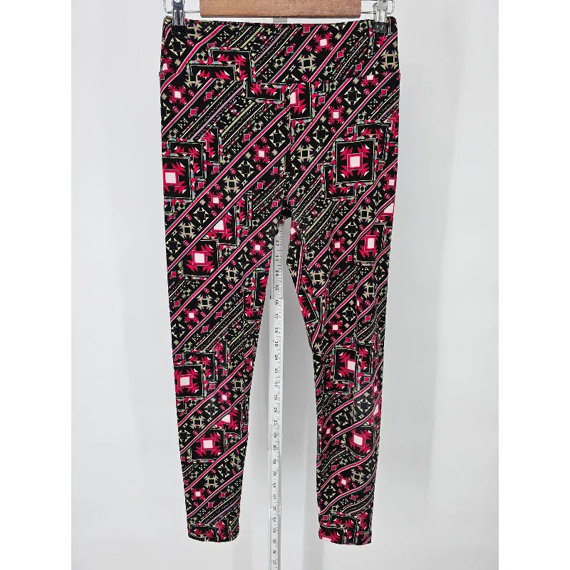 Midnight Madness Lularoe OS One Size Womens Leggings Pink Black Aztec Print