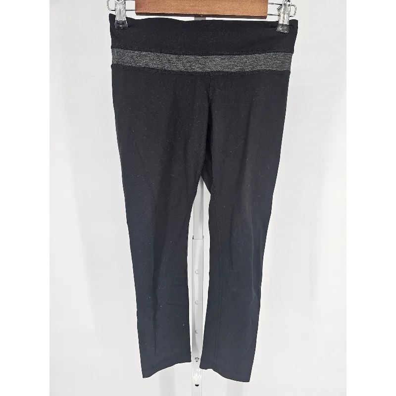 Exclusive Offers Lululemon Womens Sz 2 Cropped Athletic Leggins Black and Gray Compression