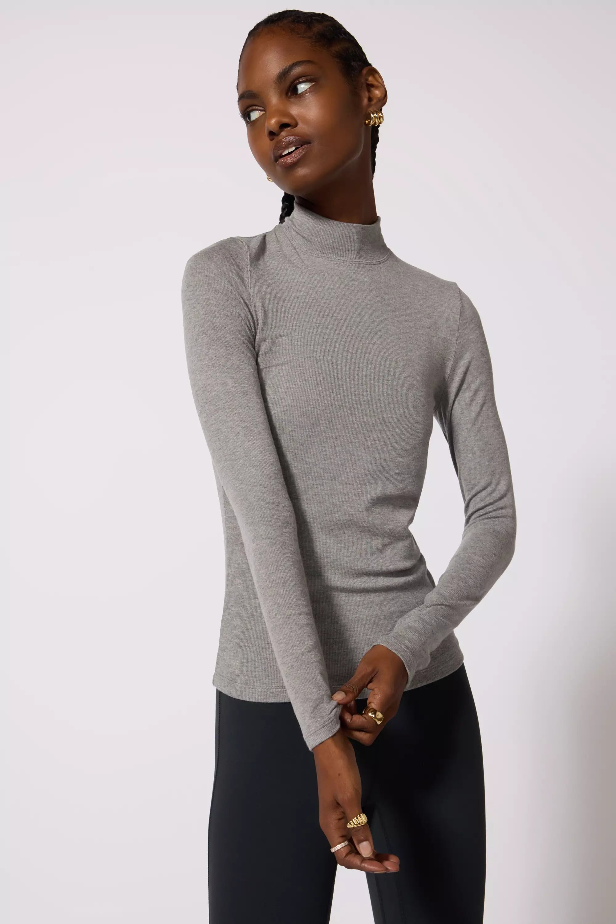 Markdowns '90s Mock Neck - Htr Steel Grey