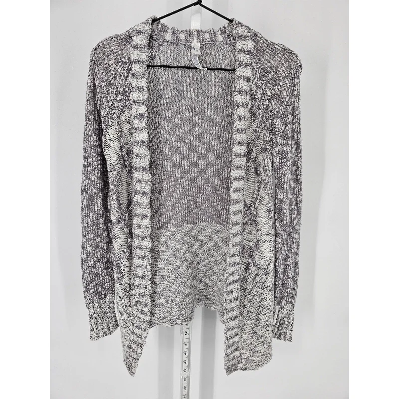 Price Fest Aeropostale Womens Sz XS Open Front Knit Cardigan Sweater Gray White