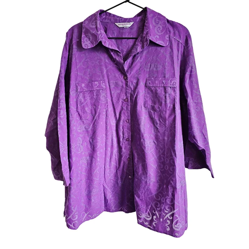 Year-End Sale Allison Daley Womens Sz 2XL Long Sleeve Button Up Shirt Purple