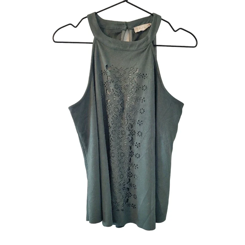 Blowout Deals Altard State Womens Sz L Faux Suede Sleeveless Blouse Dark Green Eyelet