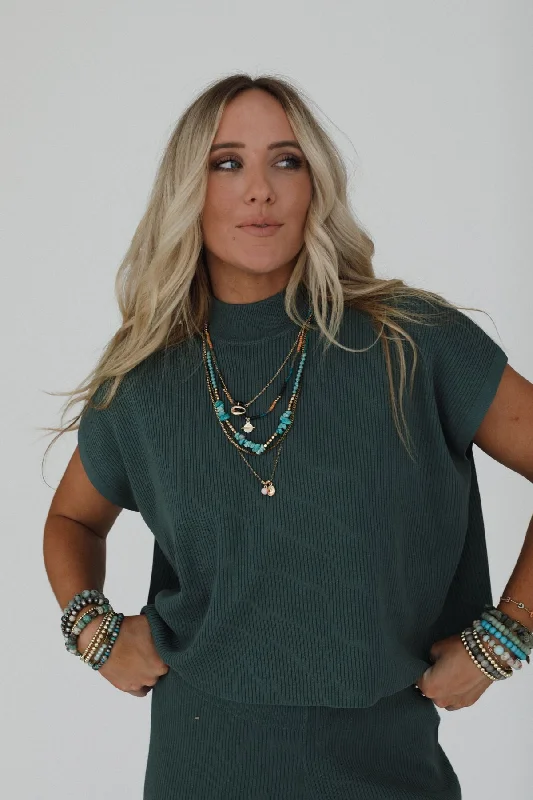 Exclusive Online Offer Amber Skies Mock Neck Top - Jade