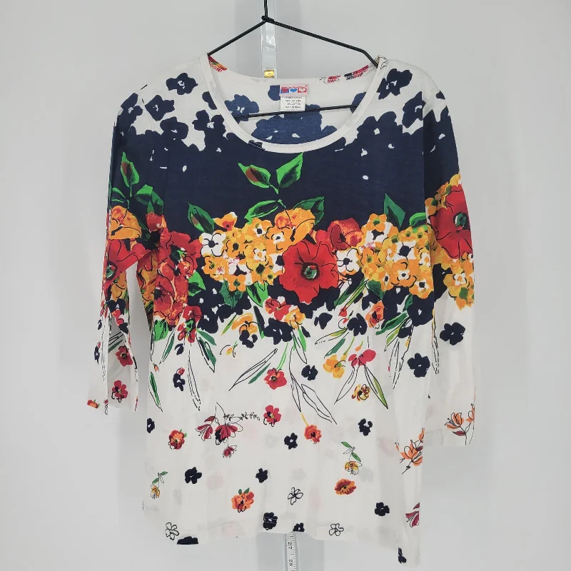 Unmissable Offer American Sweetheart Womens Sz S 3/4 Sleeve T Shirt White Bright Floral Print
