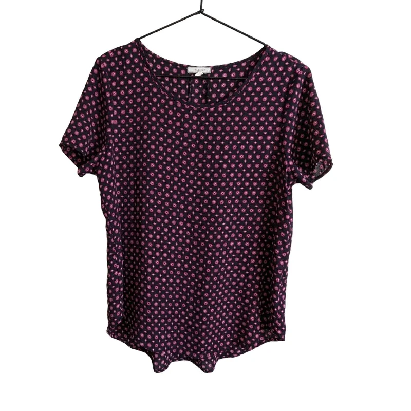 Super Sale Anthropologie Pleione Womens Sz XS Short Sleeve Blouse Pink Dot Print