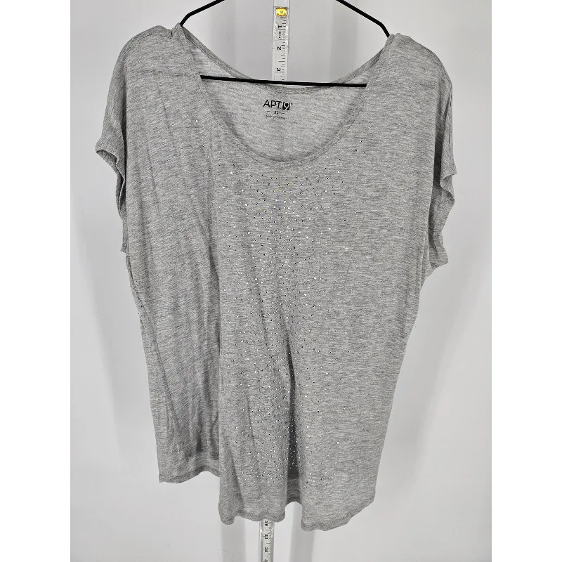 Blowout Sale Apt 9 Womens Sz XL Short Sleeve Slouchy T Shirt Gray w/ Silver Rhinestones Blowout Sale Apt 9 Womens Sz XL Short Sleeve Slouchy T Shirt Gray w/ Silver Rhinestones