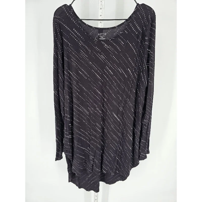 Sale Event Apt 9 Womens Sz XXL Long Sleeve Slouchy T Shirt Top Black White Print