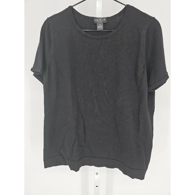 Weekend Flash Sale August Silk woman Womens Sz 2X Short Sleeve T Shirt Solid Black