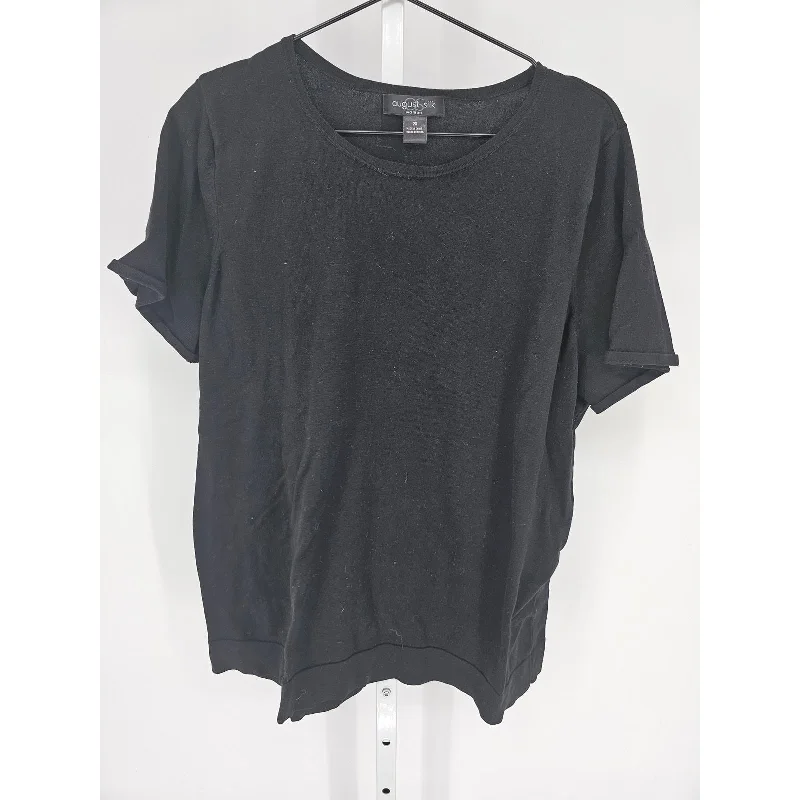 Online Exclusive August Silk Womens Sz 2X Short Sleeve T Shirt Solid Black