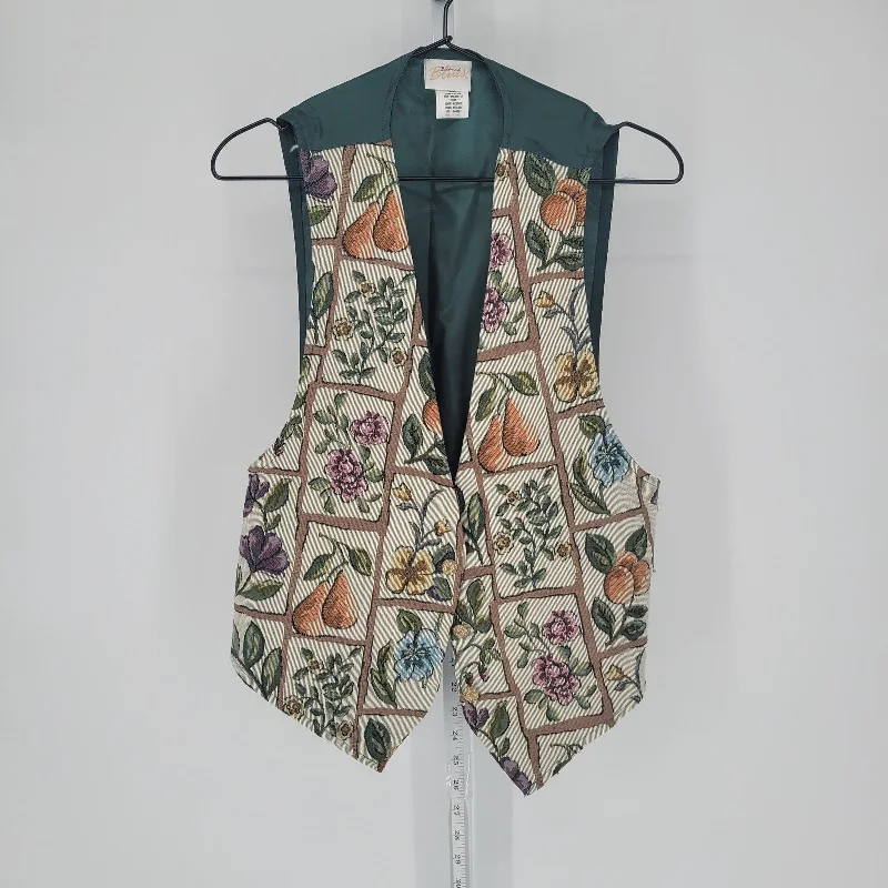 Buy Now Backroad Blues Womens Sz M Formal Vest Tapestry Style Pear Flower Print