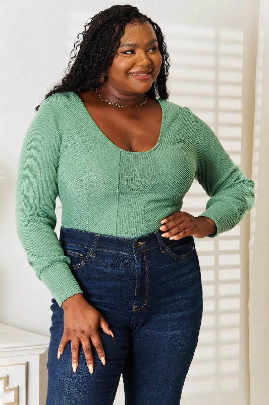 Factory Direct Sale Scoop Neck Long Sleeve Top