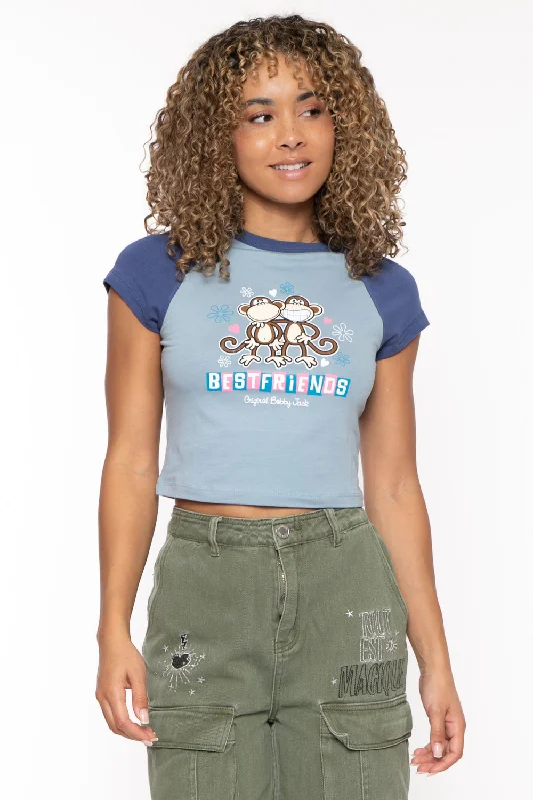 Special Savings Best Friends - Bobby Jack Crop Raglan Top - Blue