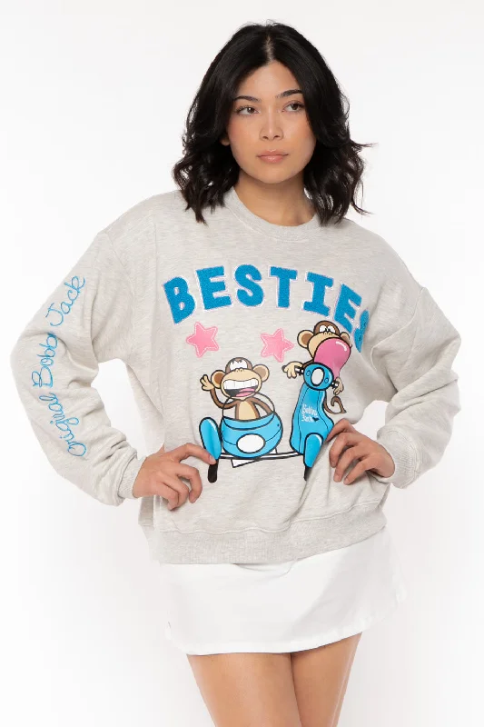 Super Deal Besties - Bobby Jack Oversized Premium Sweatshirt - Heather Grey