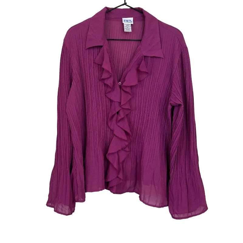 Today’s Deal BFA Classics Womens Sz L Long Sleeve Button Down Blouse Purple Micro Pleat Today’s Deal BFA Classics Womens Sz L Long Sleeve Button Down Blouse Purple Micro Pleat