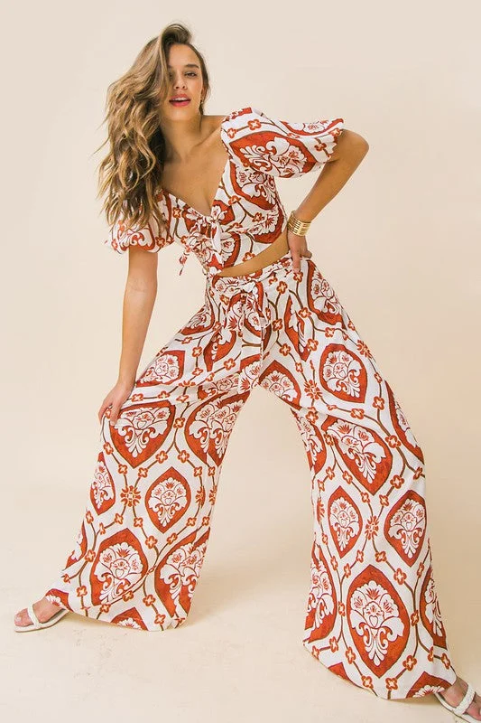 Act Fast Resort World Woven Top and Pant Set