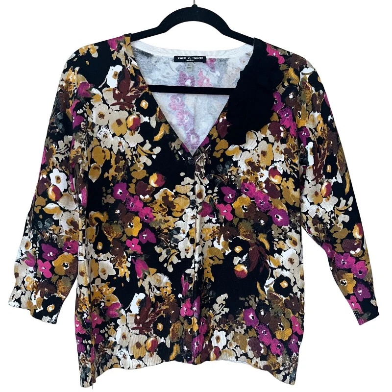 Quick Sale Cable & Gauge Petites Womens PL Cardigan Sweater Lightweight Floral
