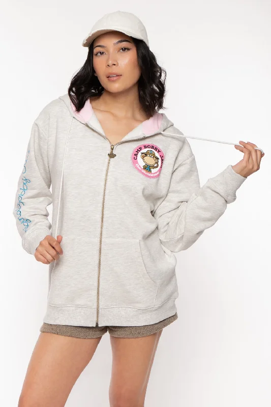 Price Drop Camp - Bobby Jack Oversized Premium Zip Hoodie - Heather Grey