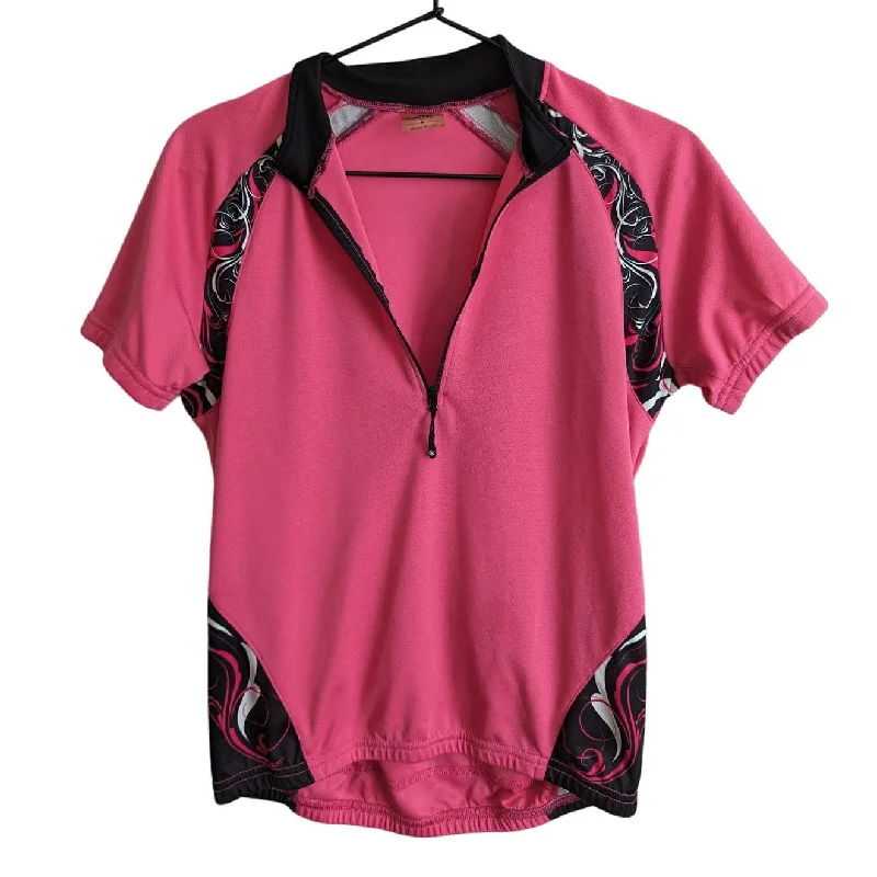 Last Chance Canari Womens Sz M Half Zip Short Sleeve Cycling Jersey Pink Black