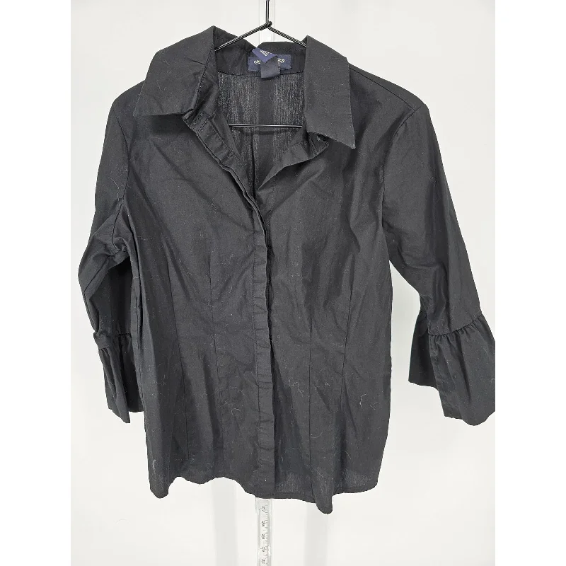 Huge Savings Canyon River Blues Womens Sz M Long Sleeve Button Up Blouse Solid Black Huge Savings Canyon River Blues Womens Sz M Long Sleeve Button Up Blouse Solid Black