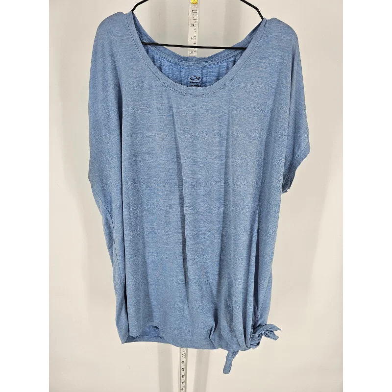 Amazing Deals Champion Duo Dry Womens XXL Short Sleeve Athletic T Shirt Light Blue Tie Front