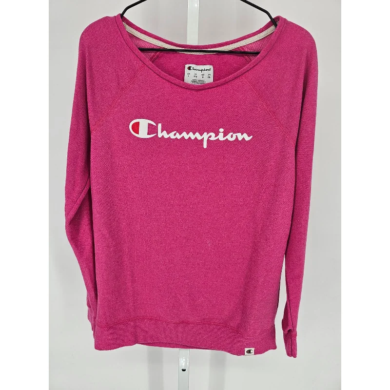 Super Sale Champion Womens Sz L Lightweight Athletic Sweater Bright Pink