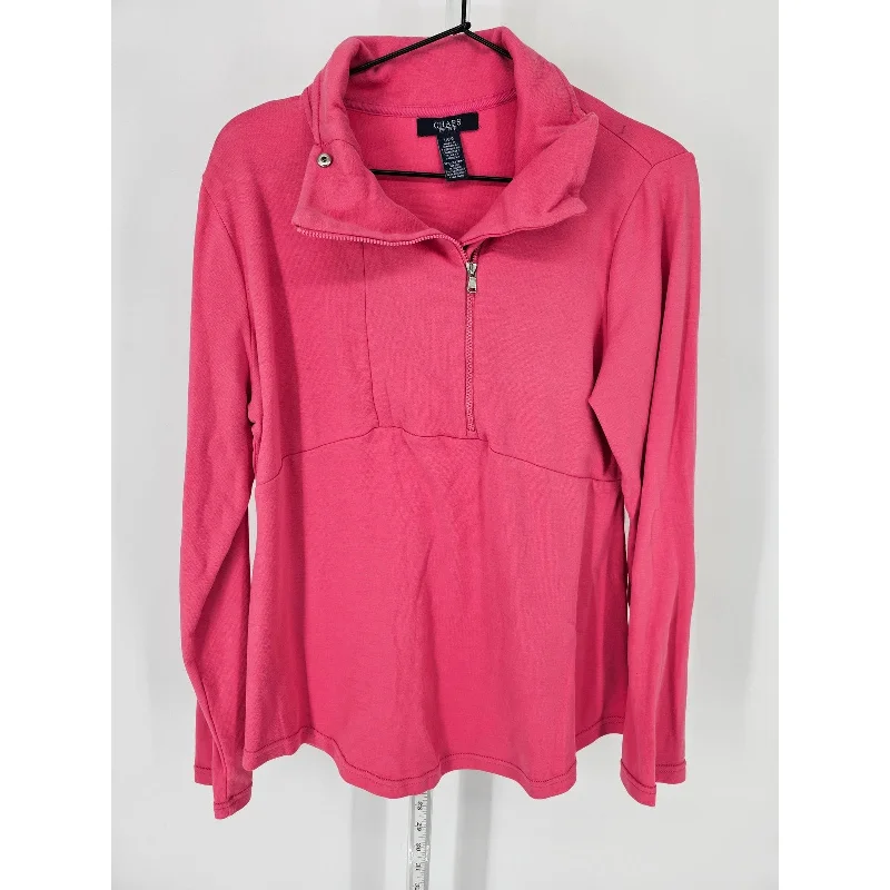 Deal Dash Chaps Womens Sz L 1/2 Zip Pullover Sweatshirt Pink Athletic