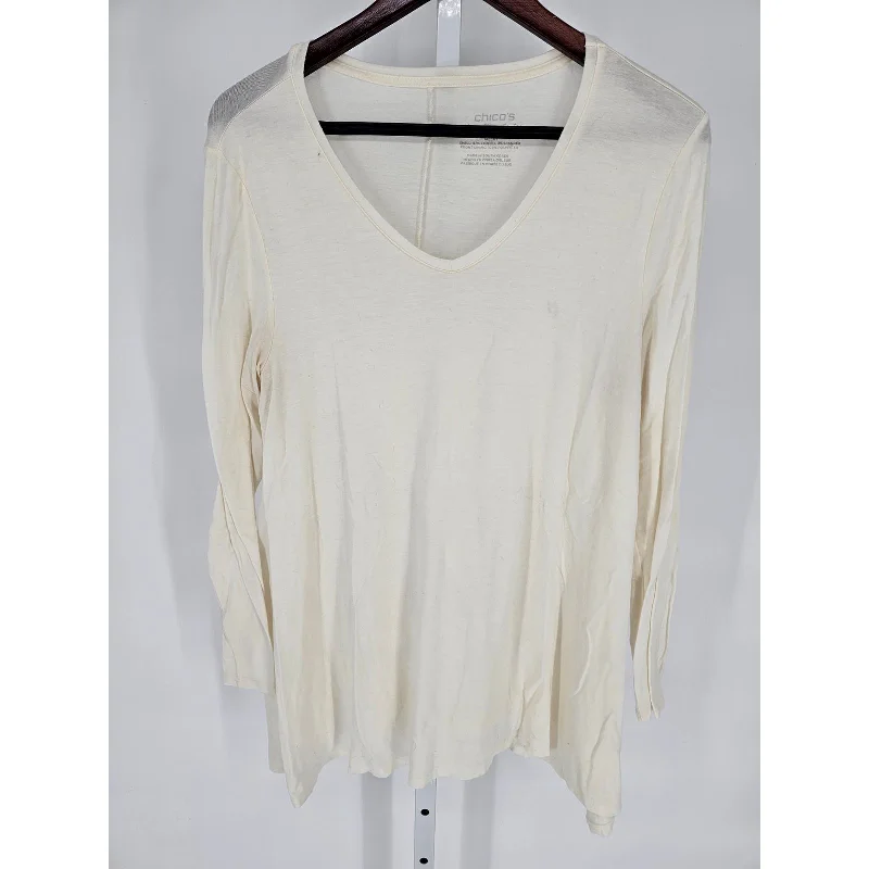 Buy Now Chicos Womens Sz 1 (L) Long Sleeve The Ultimate Tee T Shirt White Cream