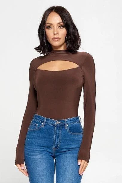 Daily Specials Chocolate Long Sleeve Keyhole Bodysuit
