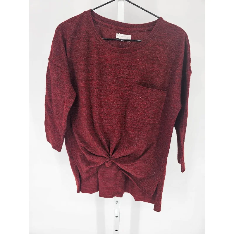 Price Smash Coco + Jaimeson Womens Sz S Short Sleeve Tie Front Blouse Burgundy Red
