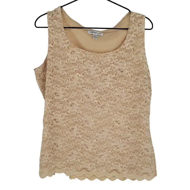 Year-End Clearance Coldwater Creek Womens Sz M Sleeveless Tank Top Lace Gold Beige