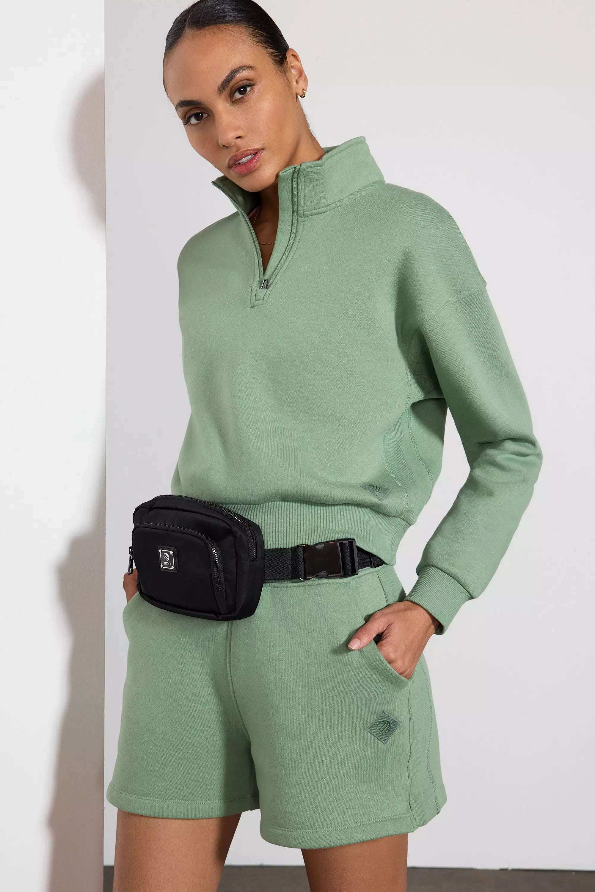 Today Only Comfort Fleece 1/4 Zip  - Hedge Green