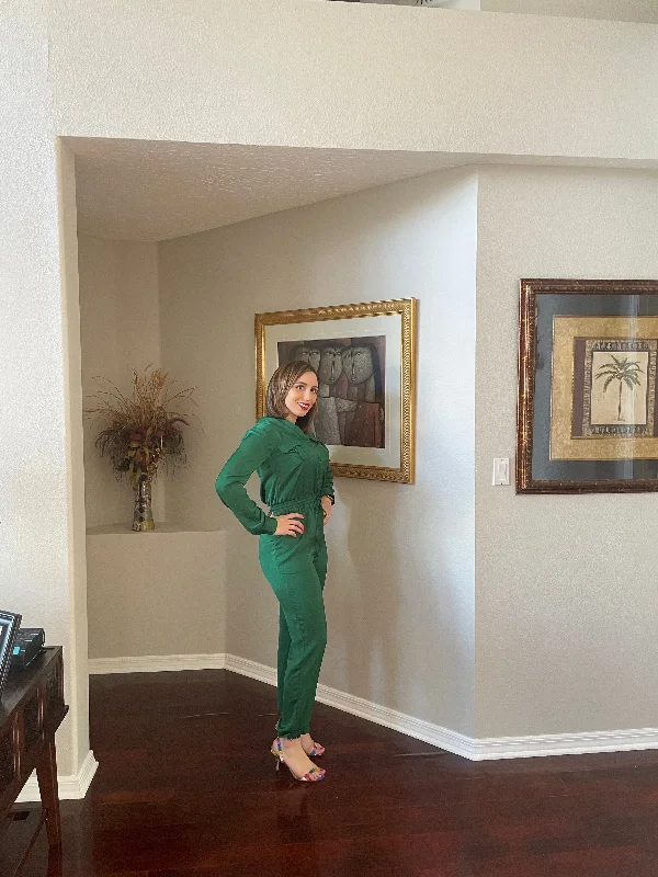 Price Cut Button Up Jumpsuit with Pocket
