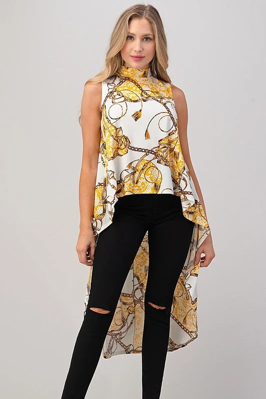 Don't Miss The Sleeveless Hi Low Mock Neck Top