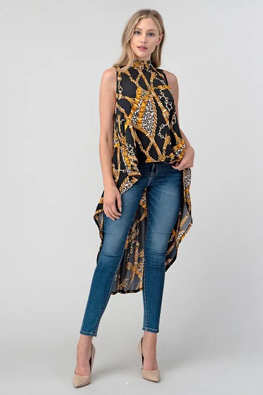 Discount Mania The Sleeveless Hi Low Mock Neck Top