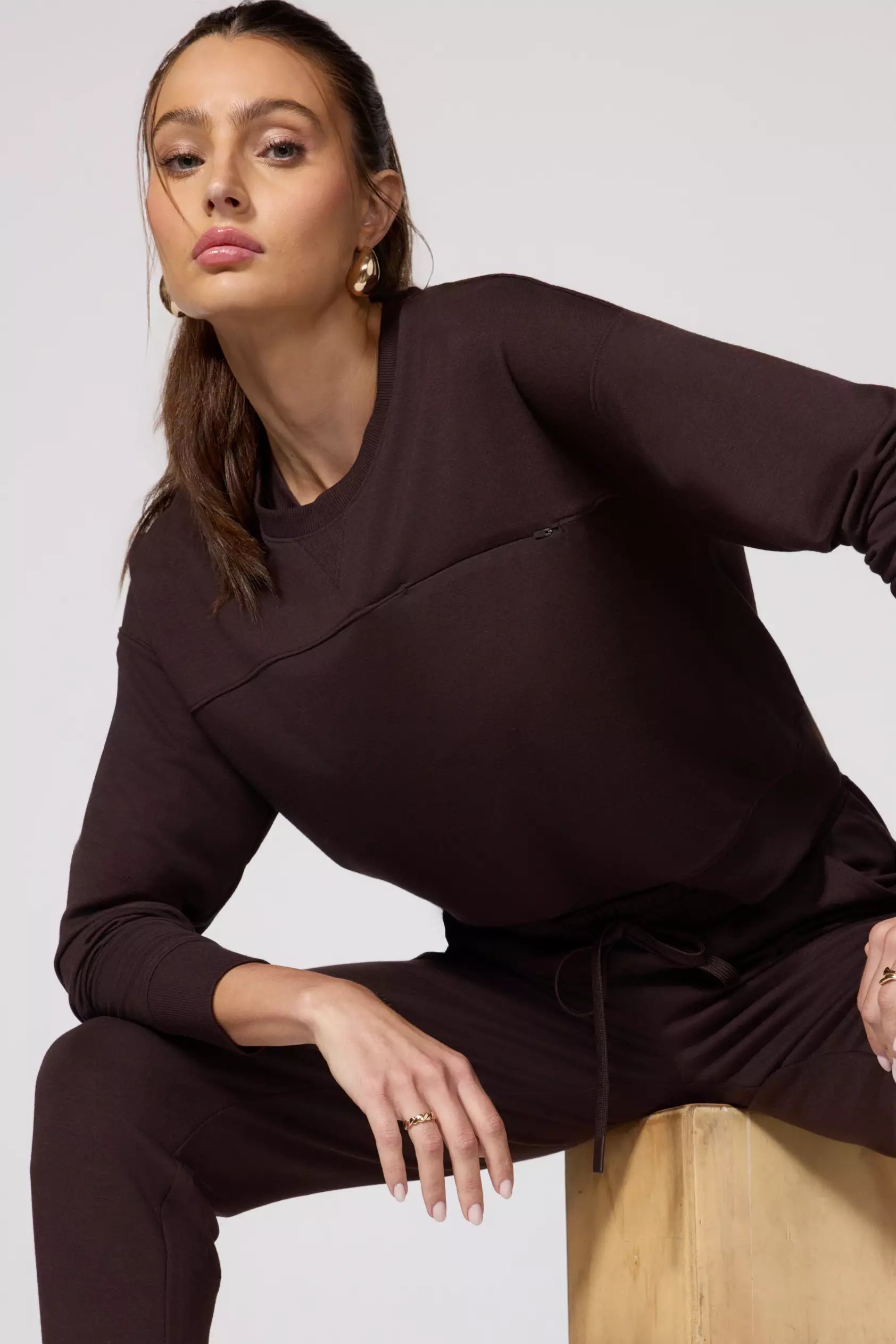 Savings Galore Cozy Fleece Pullover - Chocolate Brown