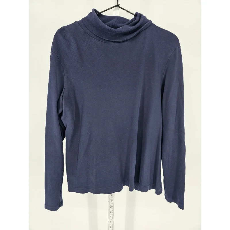 TIME-Limited Offer Croft & Barrow Womens Sz L Long Sleeve T Shirt Turtleneck Navy Blue Cotton