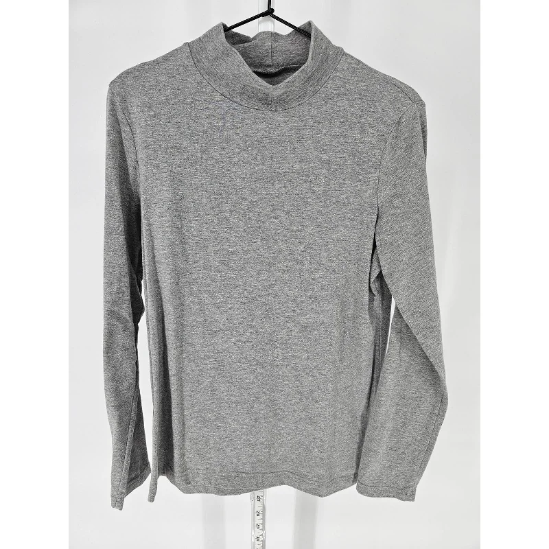 Early Access Croft & Barrow Womens Sz M Classic Tee Long Sleeve T Shirt Gray Mock Turtleneck