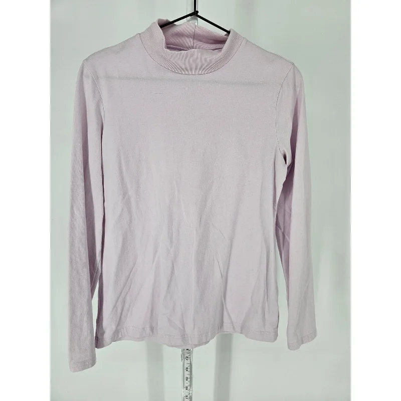 Don't Wait Croft & Barrow Womens Sz M Classic Tee Long Sleeve T Shirt Light Pink Mock Neck