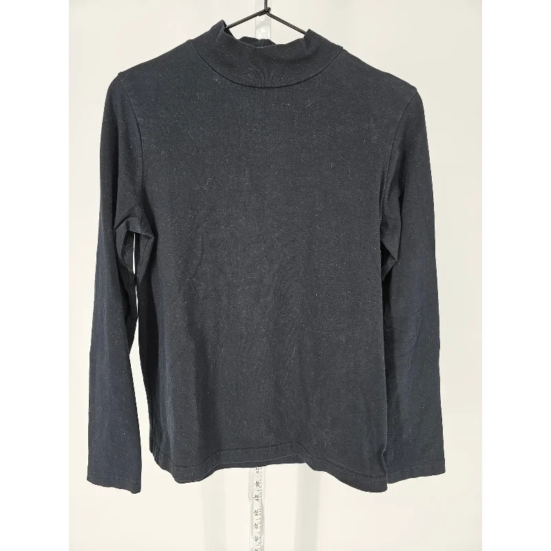 Epic Deals Croft & Barrow Womens Sz M Cotton Long Sleeve T Shirt Black Mock Turtleneck