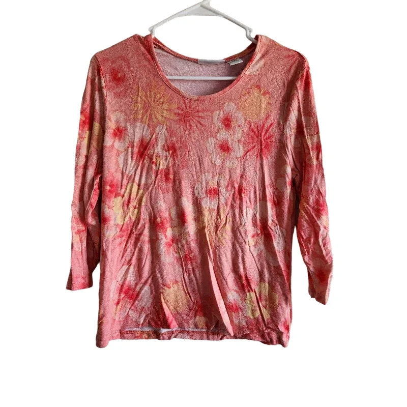 YEAR-End Sale Croft & Barrow Womens Sz M Long Sleeve T Shirt Pink Orange Floral