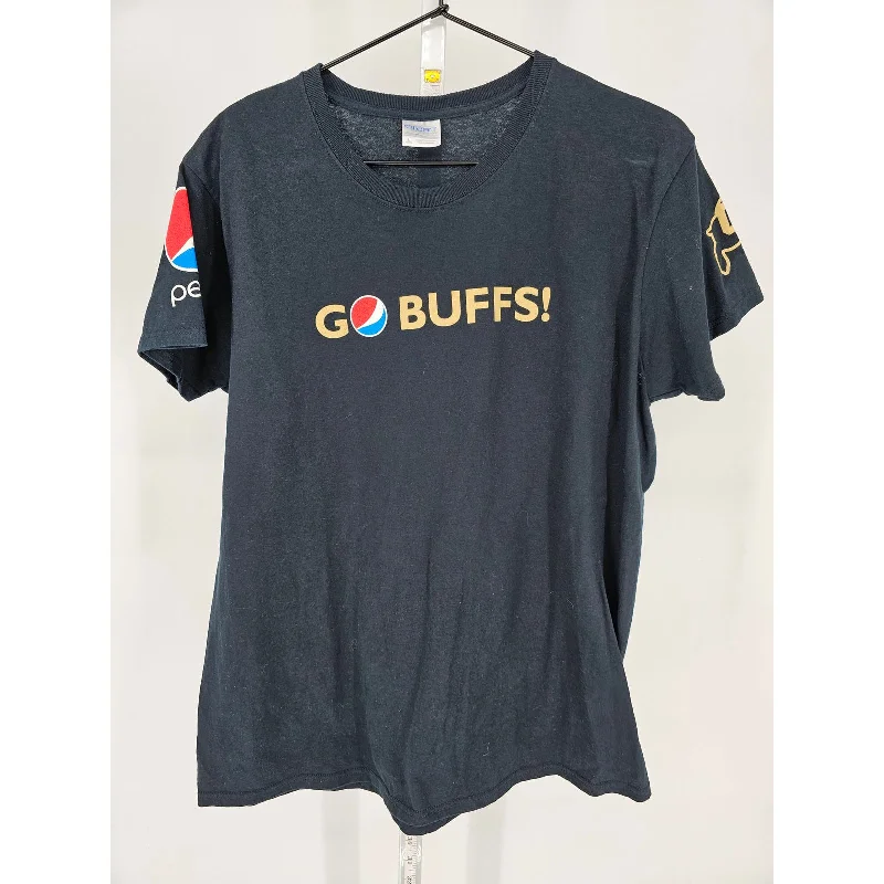 Unmissable Offer CU Buffs Womens Sz L Short Sleeve T Shirt University of Colorado Black Pepsi
