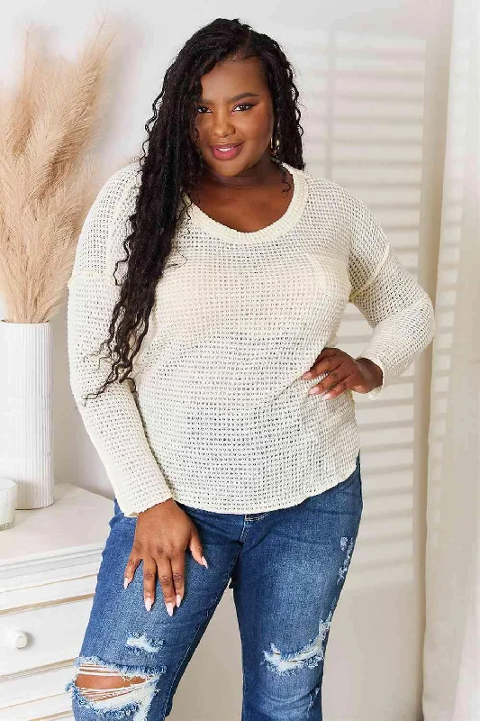 Overstock Sale Full Size Scoop Neck Patch Pocket Top