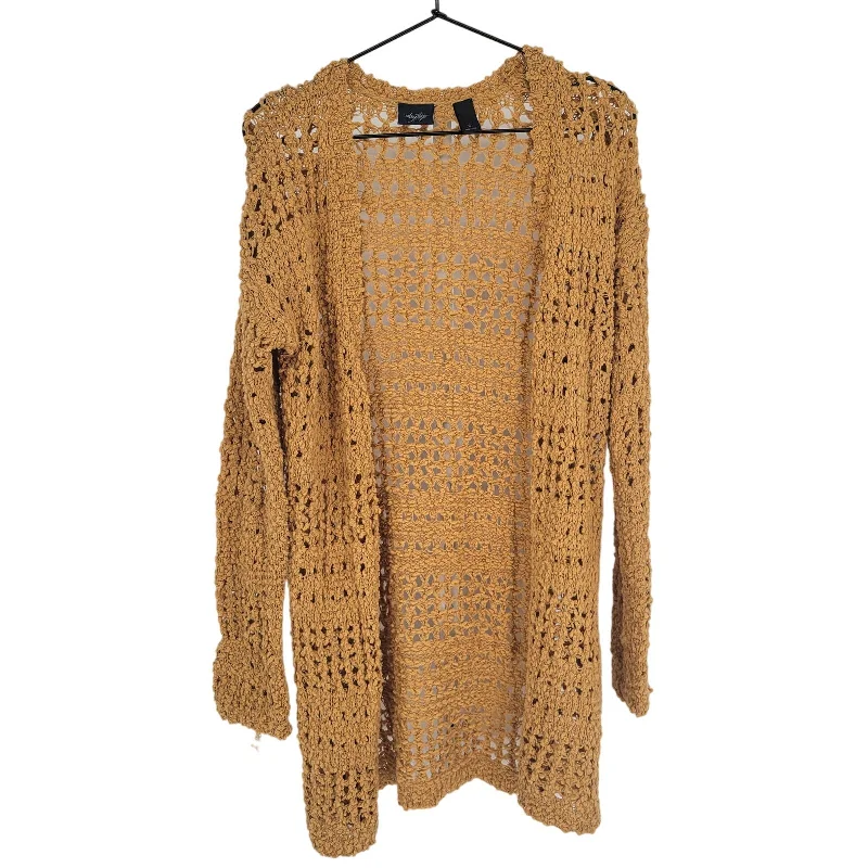 Online Only Daytrip Womens Sz S Hip Length Cardigan Sweater Open Knit Gold Mustard