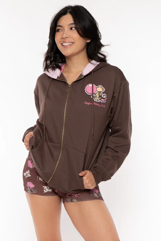 Unbeatable Prices Don't Burst - Bobby Jack Oversized Premium Zip Hoodie - Brown