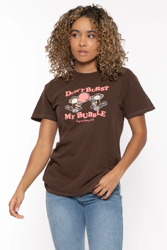 Savings Bonanza Don't Burst My Bubble - Bobby Jack Garment-Dyed Boyfriend T-Shirt - Brown