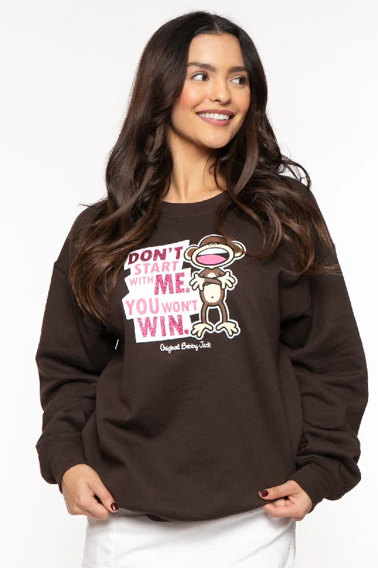 Take Advantage Don't Start - Bobby Jack Crew Glitter Sweatshirt - Brown