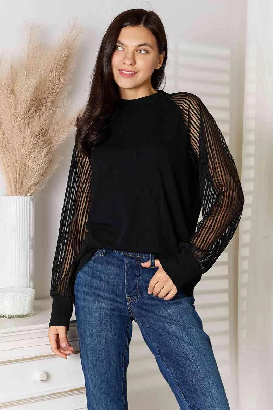 Friends and Family Sale Round Neck Raglan Sleeve Blouse