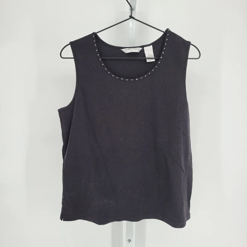 Discount Mania Drapers & Damons Womens Sz PL Petite Cotton Blend Tank Top Black Rhinestone Neck Discount Mania Drapers & Damons Womens Sz PL Petite Cotton Blend Tank Top Black Rhinestone Neck