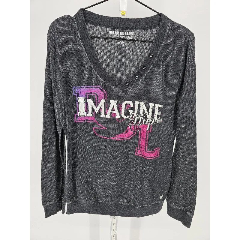 Bargain Prices Dream Out Loud Selena Gomez Womens Sz XS V Neck Sweatshirt Imagine Hope Gray